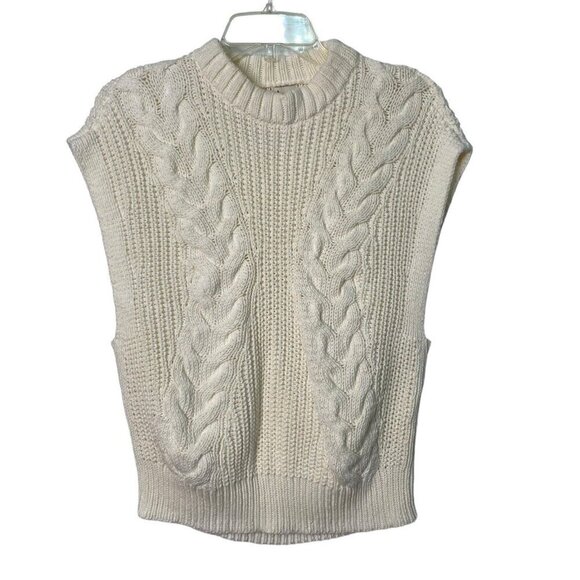 a new day Sleeveless Pullover Sweater Women's Size Medium Ivory Cream Cable Knit - Picture 1 of 4